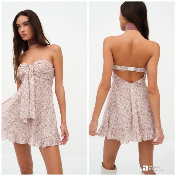 For Love And Lemons Dresses & Skirts - For Love & Lemons Teagan Mini Dress Floral Strapless Size Large